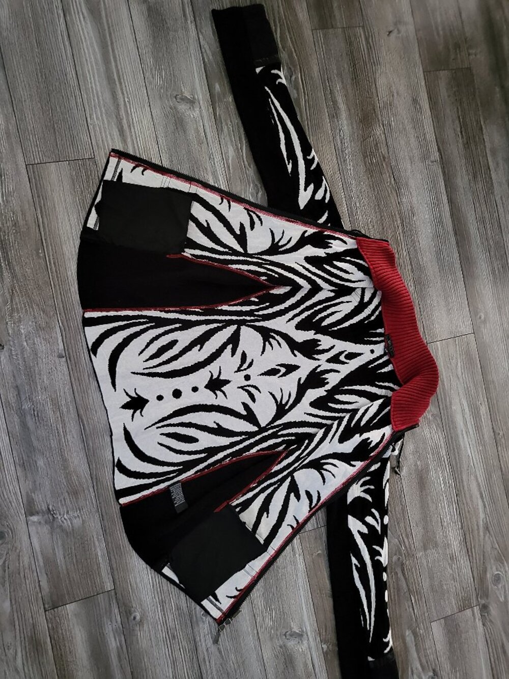 Abstract Knit Full Zip Cardigan Jacket Sweater Women Size S Small - Picture 12 of 13